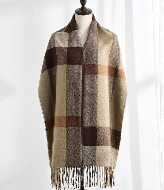 Dames sjaal winter sjaal vierkant geruit sjaal dekensjaal wollen sjaal zacht warm houden wintersjaal herfstsjaal poncho sjaal geruit dames heren