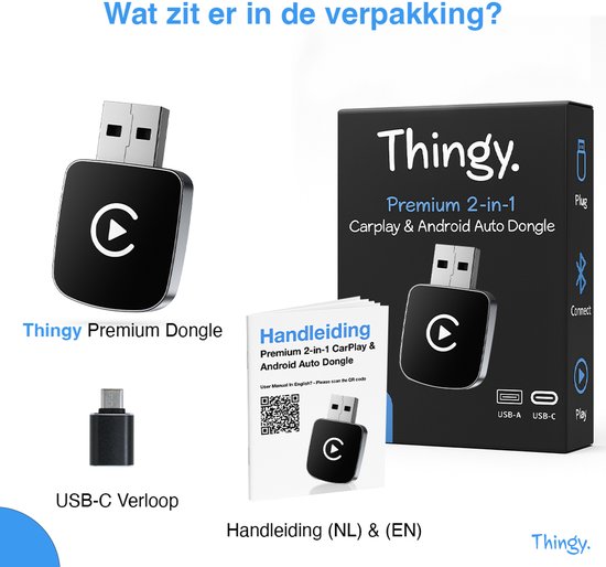 Premium 2-in-1 Carplay Dongle - Draadloos Carplay & Android Auto - Android Auto Dongle - Extra Klein Model - Snelle & Stabiele Connectie