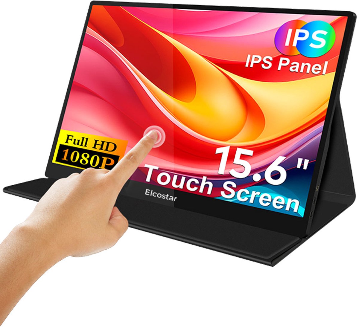 Elcostar Portable Monitor 15.6 Inch - Touchscreen - Full HD - IPS Beeldscherm - USB-C monitor - Draagbare Gaming Monitor - HDMI - 2025 model