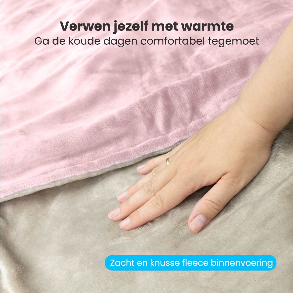 Auronic Elektrische Bovendeken - 160 x 120 cm - 1 Persoons Omslagdeken - 3 Warmtestanden met Timer & Automatische Uitschakeling - Verwarmingsdeken - Wasbaar - Roze – foto 4