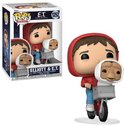 Pop-figuur van Elliott met rode hoodie en E.T. in een mandje op een fiets.