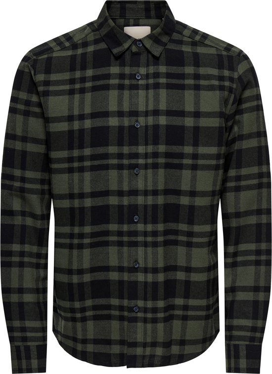 Only & Sons Overhemd Onsgudmund Ls Checked Shirt Noos 22007112 Forest Night/black Mannen Maat - L