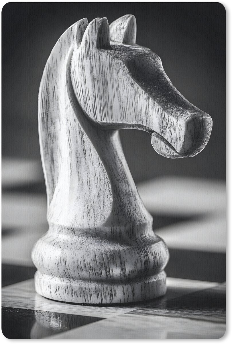 Muismat 18x27 cm - Mousepad Paard - Hout - Schaalbord - Zwart - Muismatten