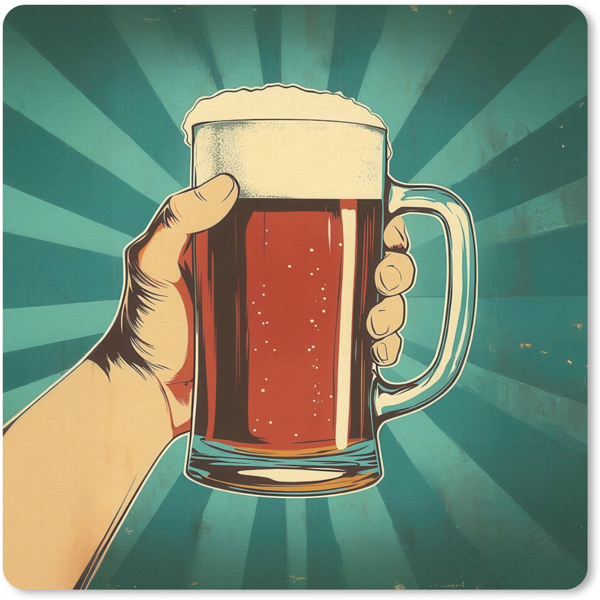 Muismat 20x20 cm - Mousepad Bierglas - Schuim - Retro - Groen - Muismatten