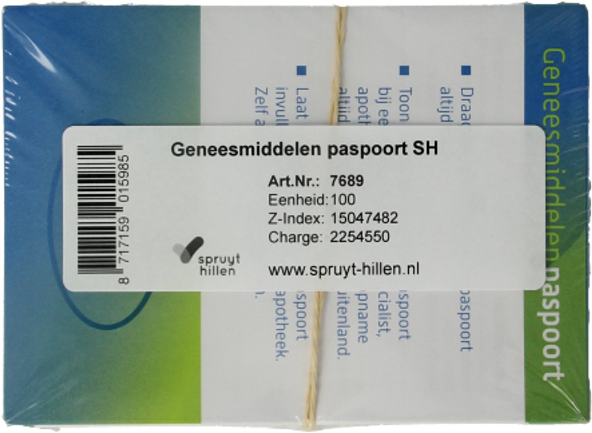 Spruyt Hillen Geneesmiddelen paspoort 100 Stuks