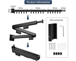 Famanu - Wandwasrek, 120 cm, uittrekbaar, 3 niveaus, 18 haken en handdoekhouder, inklapbaar wasrek voor balkon, bijkeuken, badkamer, slaapkamer