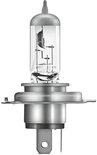 Osram halogeenlamp H4, 12V, met glazen bol en metalen basis.