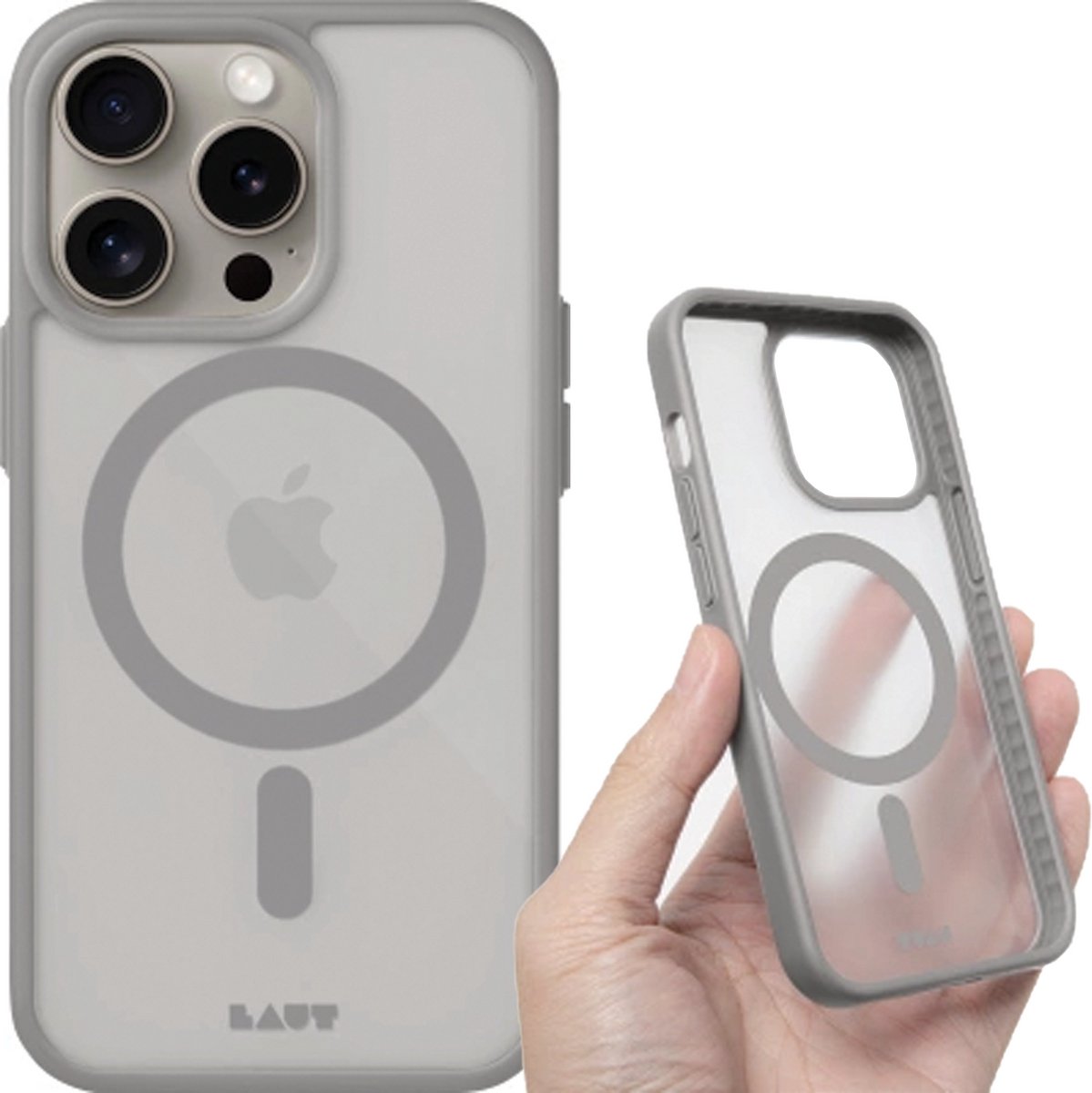 Laut Huex Protect Magsafe hoes iPhone 15 Pro Max,Grijs