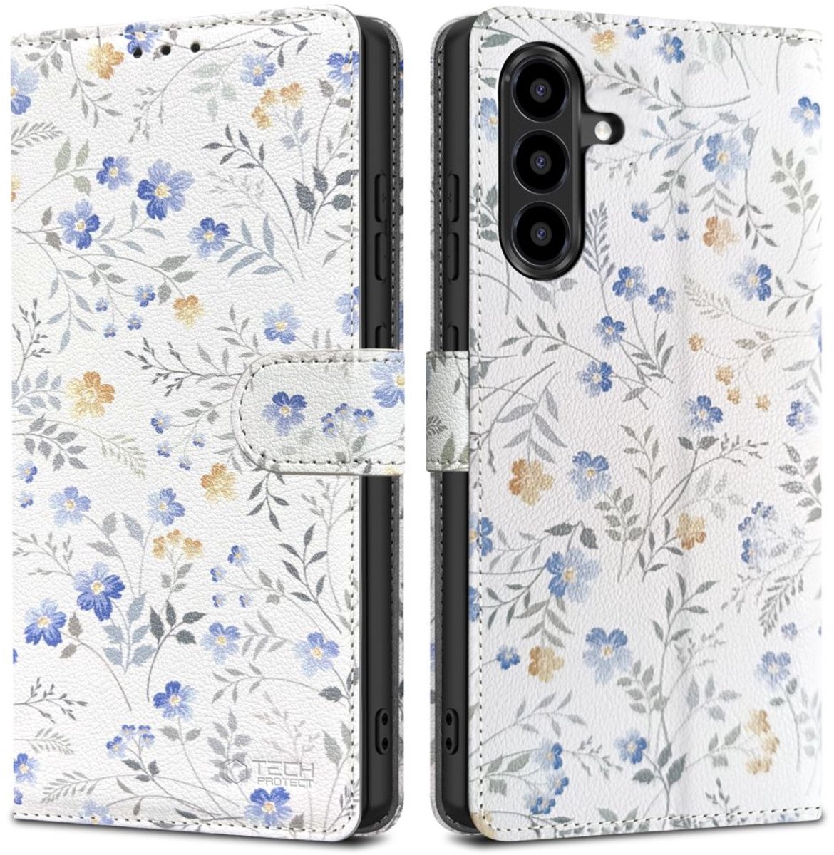 Tech-Protect Wallet-Hoesje Voor Galaxy A56 5G Bescherming Met Lentebloemenmotief