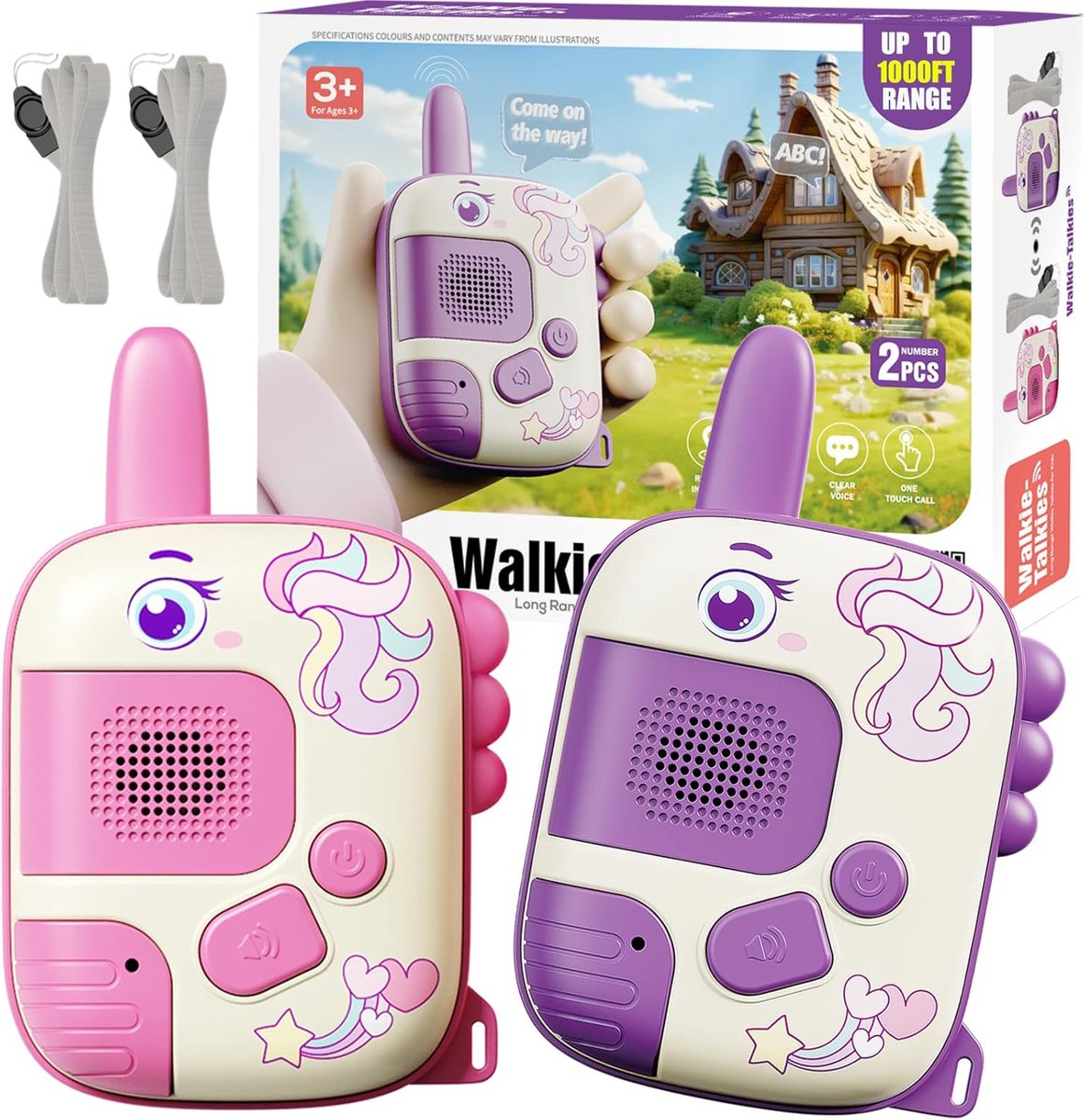Walkie talkie voor kinderen-walkie talkie oplaadbaar-walkie talkie voor meisjes-Meisjesspeelgoed Kampeer- en Buitenspellen - 2 Stuks-300m-walkie talkie-Geschikt cadeau voor jongens en meisjes van 3, 4, 5, 6, 7 en 8 jaar