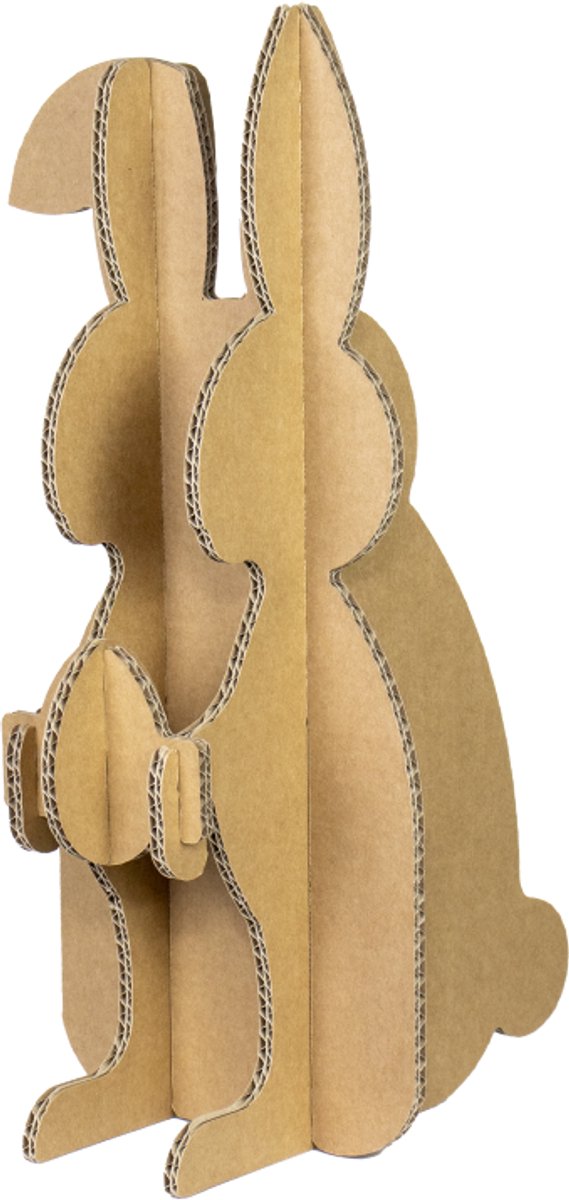 Kartonnen Paashaas - Pasen - Kartonnen 3D dier - 20x26x43 cm - Dieren figuur van karton - Speelgoed - KarTent