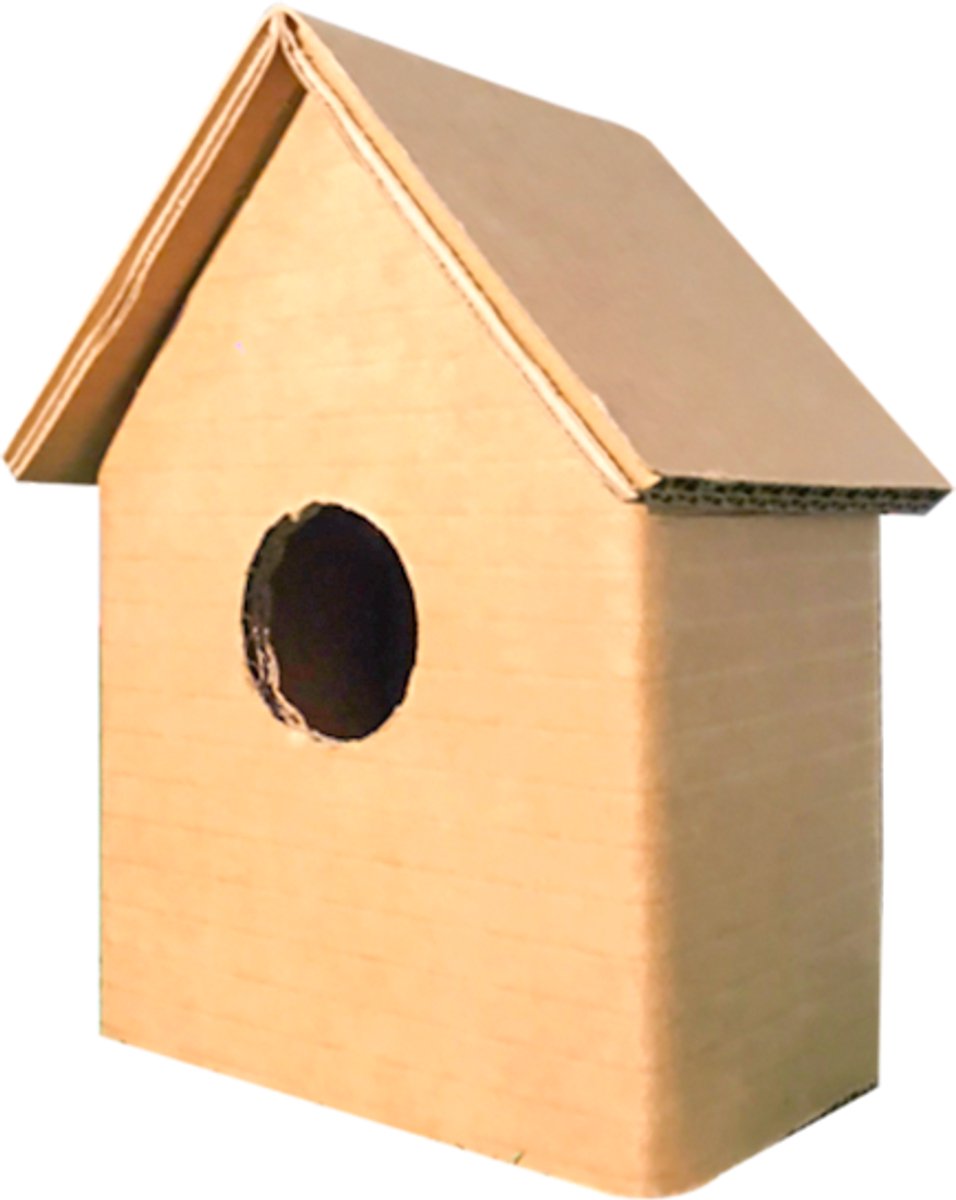 Kartonnen do it yourself vogelhuisje - 17 x 12 x 8 cm - Kartent