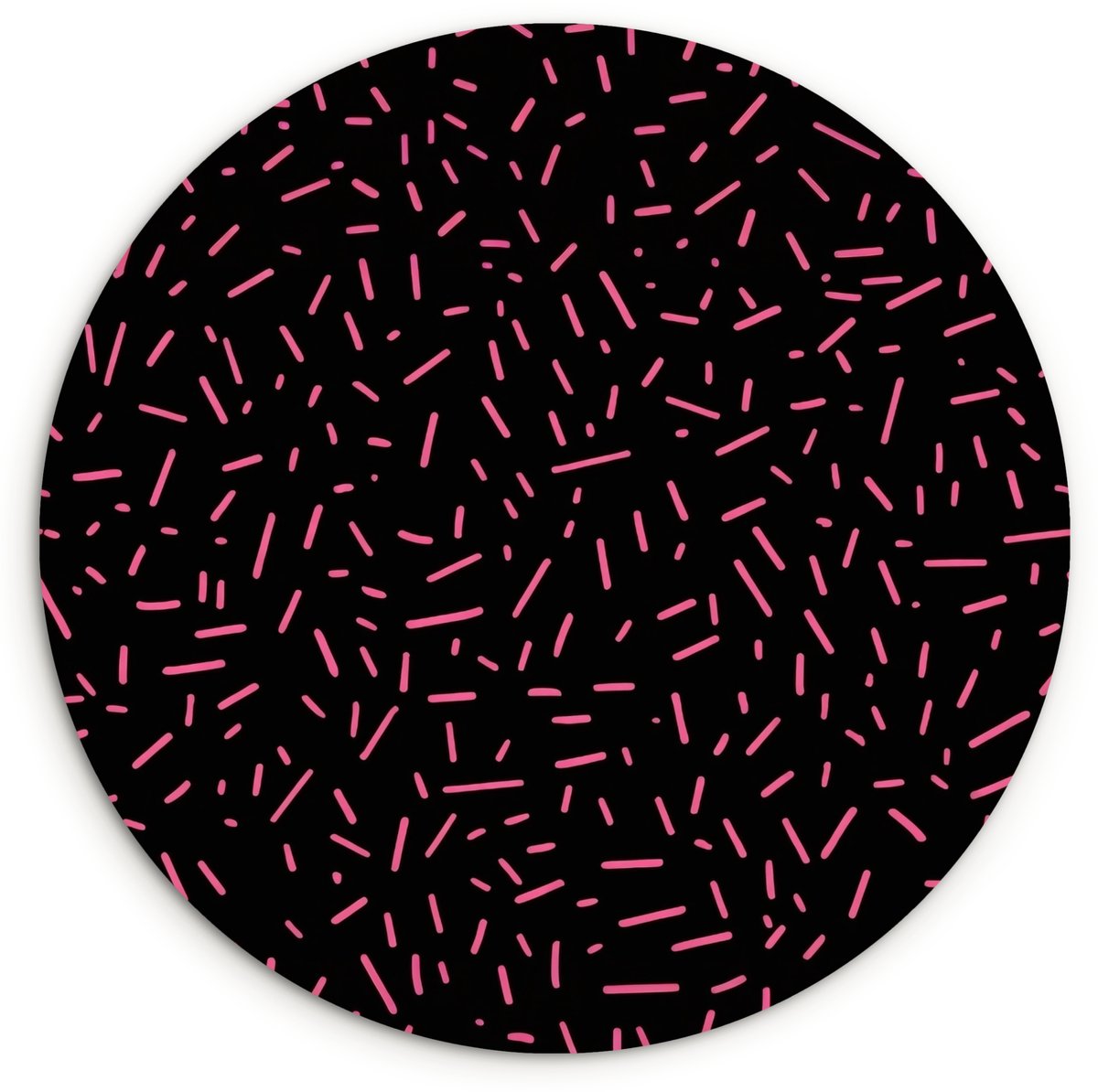 WallCircle Wandcirkel 30x30 cm - Muurcirkel Gaming - Streepjes - Roze - Abstract - Muurdecoratie woonkamer - Wanddecoratie slaapkamer - Kamer decoratie accessoires - Ronde schilderijen Strepen