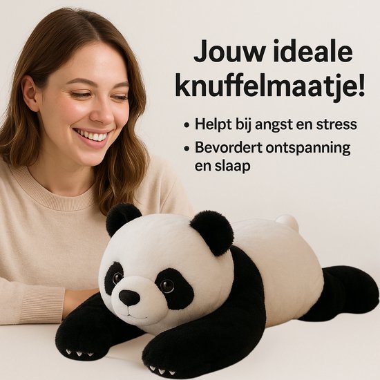 Verzwaringsknuffel Panda – 1.8kg – 60cm – Weighted Knuffel tegen Angst & Stress – Zware Knuffelbeer – Sensorisch Speelgoed – Ontspanningsknuffel – Verzwaarde Knuffel