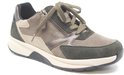 Bruine Gabor sneaker met veters, rits en contrasterende panelen.