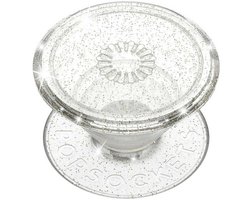 PopGrip - Afneembaar - Translucent Clear Glitter Silver