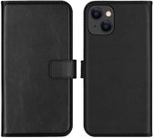 Selencia Hoesje - Geschikt voor iPhone 13 - Echt Lederen Bookcase - Zwart
