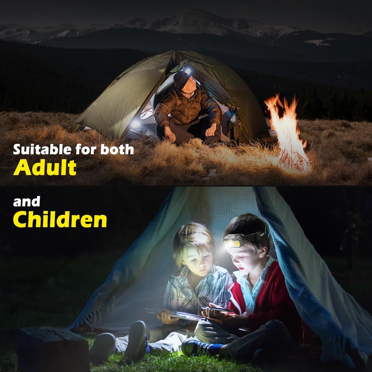 Oplaadbare hoofdlamp - Multifunctionele sensor LED-hoofdlamp - Vislamp voor op het hoofd - Verstelbare hoek - Breed lichtbereik - Superhelder en ultralicht - Ontwerp met dubbele schakelaar - Hoofdlamp voor hardlopen, wandelen, bergbeklimmen - Zwart — cadeau in Sport & Outdoor - foto 4