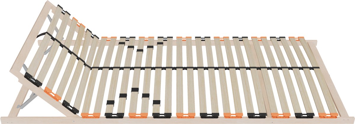 Schlaftroll Lattenbodem 140x200 cm – 7-zones veerframe van beukenhout met verstelbaar hoofdeinde | Stevige lattenbodem voor zelfmontage
