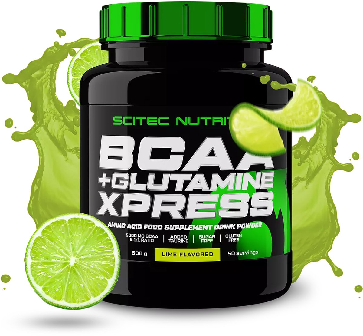 Scitec Nutrition® - BCAA + Glutamine Xpress (600 gram - Lime) - 50 doseringen - aminozuren - aminozuur - bcaa - l-isoleucine - l-leucine - l-valine - poeder