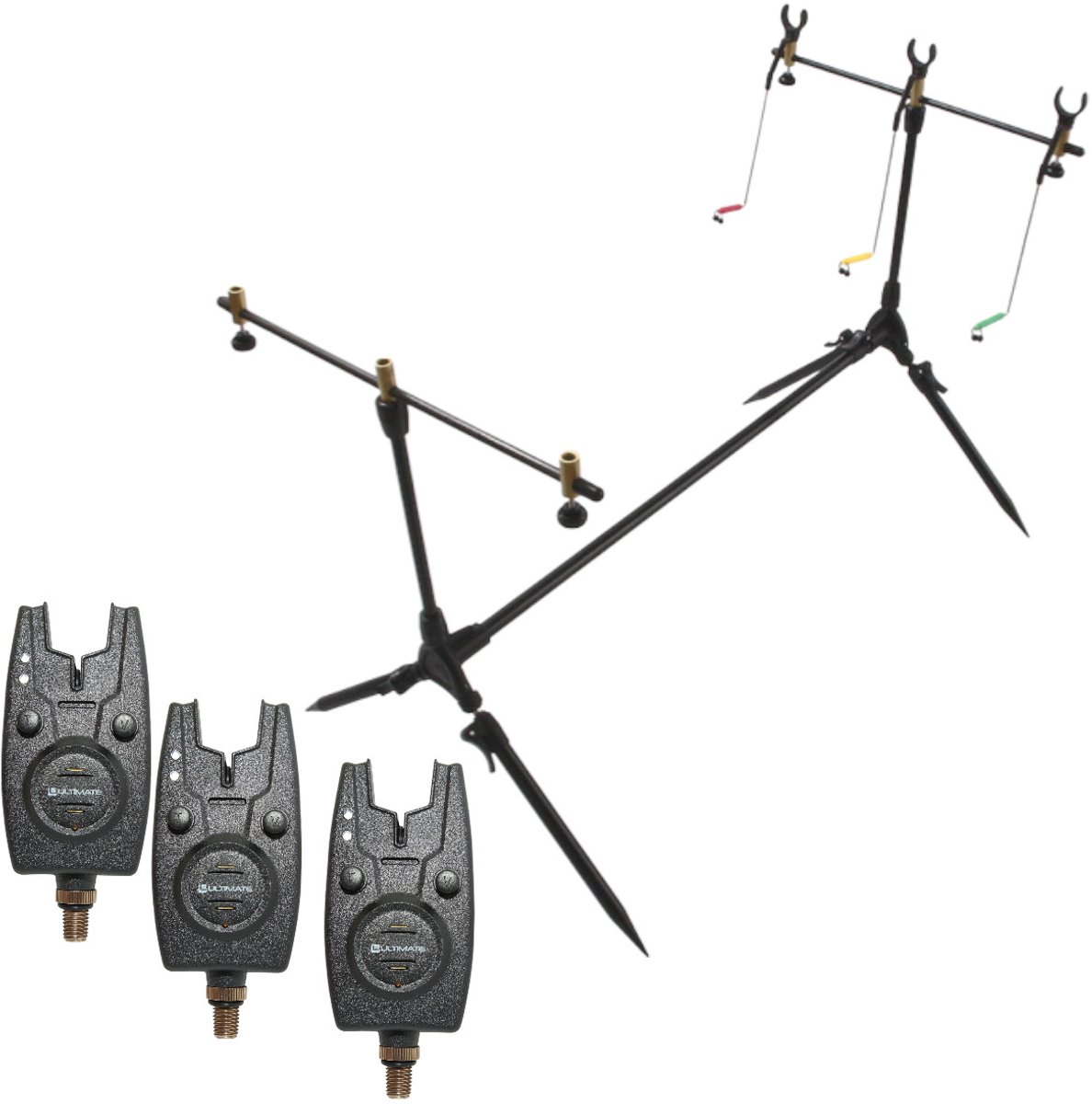 Rodpod + 3 Détecteurs De Touche - Set Carpe Complet | Pêche Statique, Support Canne, Alarmes étanches