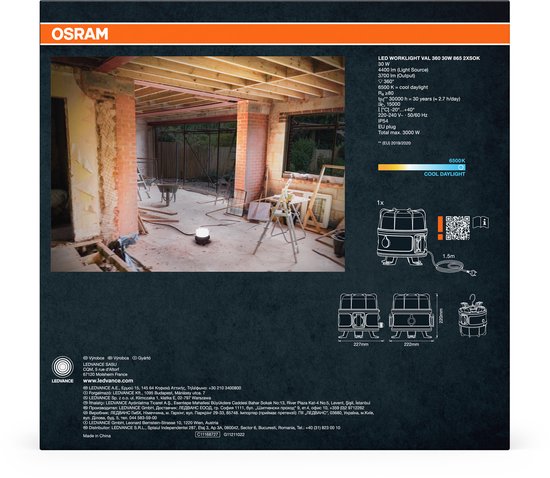 OSRAM Projecteur de travail LED VAL 360 2XSOK, gris foncé/noir, 30W