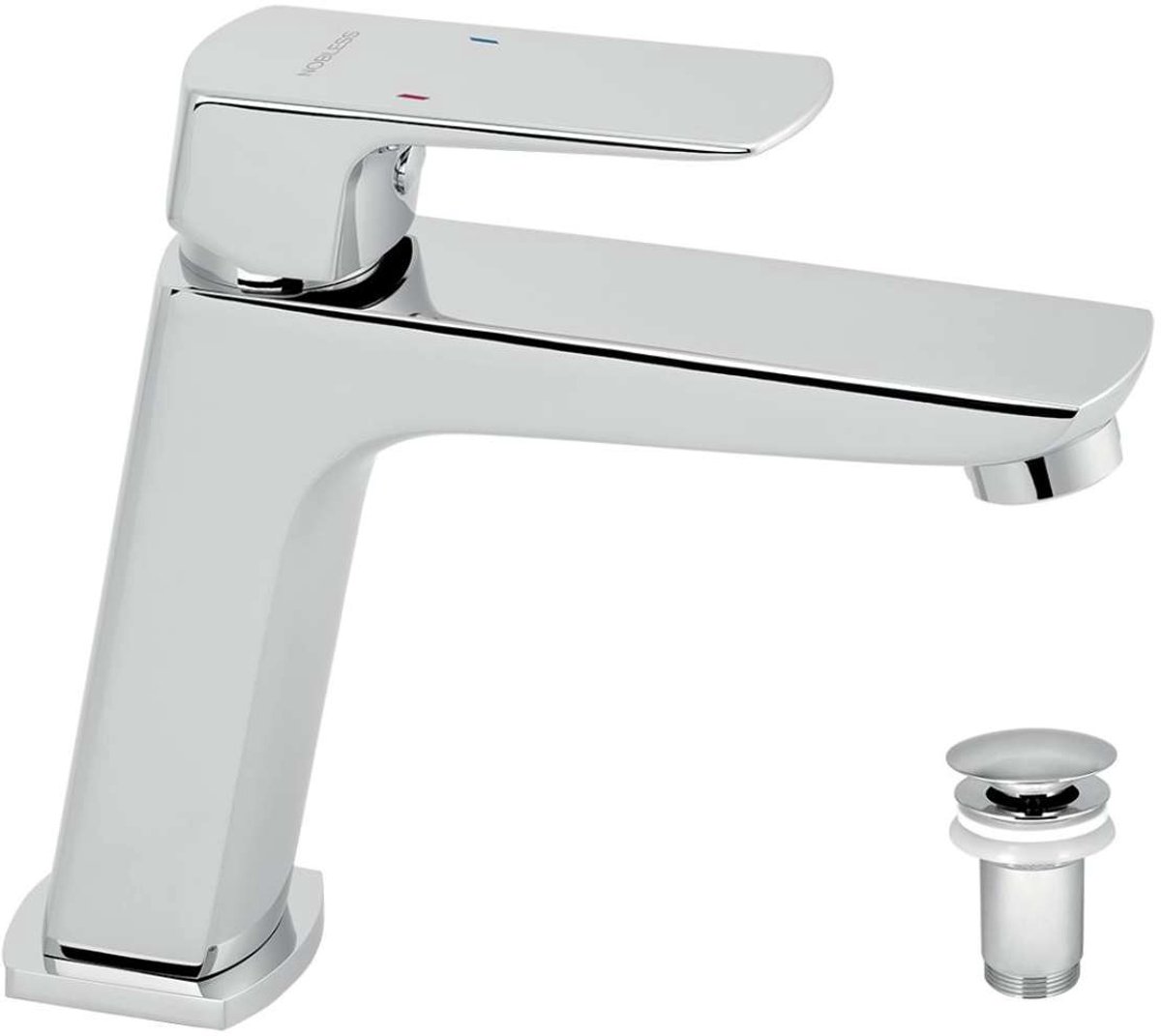 Wastafelkraan met waste, chroom