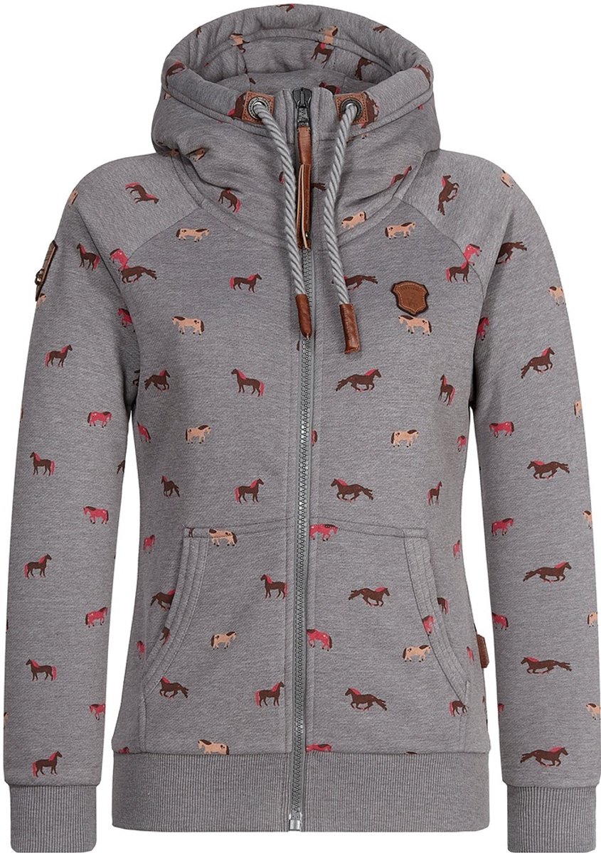 Naketano Damen Sweatjacke Brazzo 1801-0301 Dark Grey Melange (Small Horses)-XS