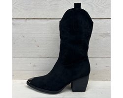 Suèdine cowboylaarzen met metallic detail zwart Zwart / 37