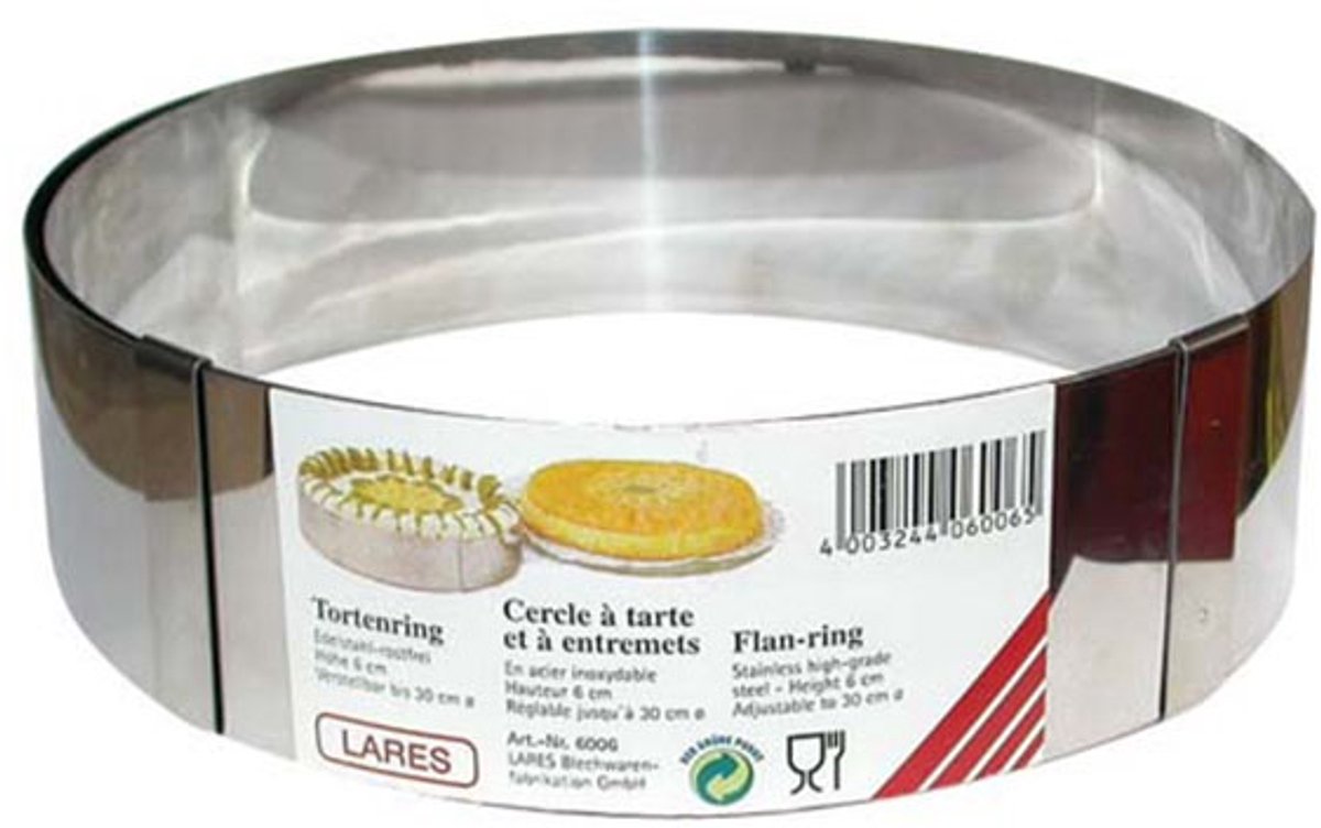 dessert- en taartring uitbreidbaar tot 30cm - lares - 6009