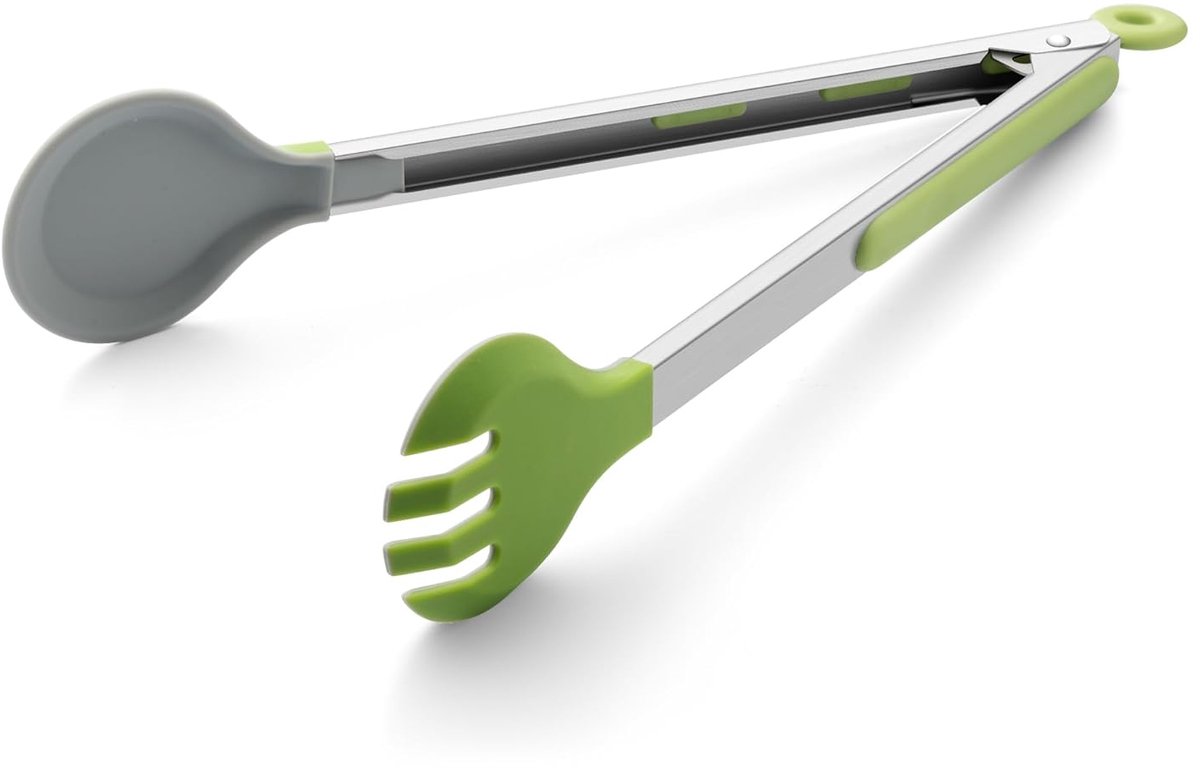 Kooktang met Maatlepel - 2-in-1 - 30,5 cm - Groen - Roestvrijstaal