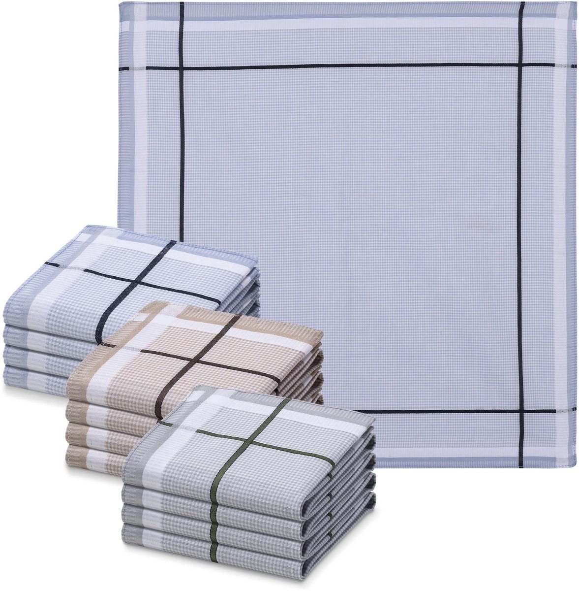 Ibenzoa® Set van 12 herbruikbare katoenen zakdoeken voor heren in diverse kleuren en stijlen