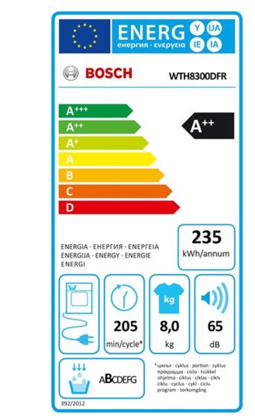 Bosch Series 4 WTH8300DFR Sèche-linge Autonome Chargement frontal 8 kg A++ Wit