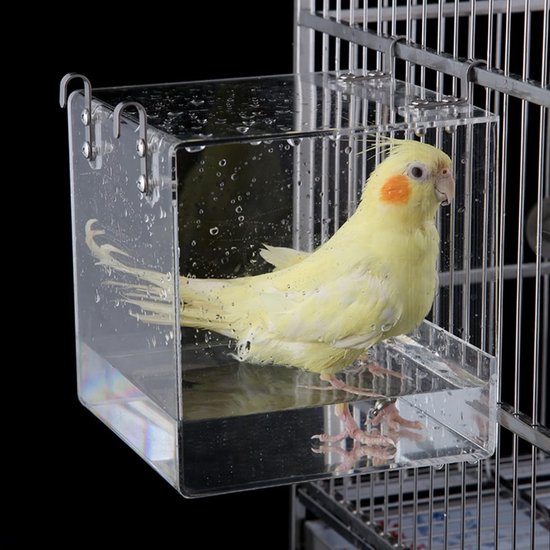 Hangend Vogelbad - Accessoire voor Vogelkooi - 1 stuk - Transparant - 13x13x11 cm