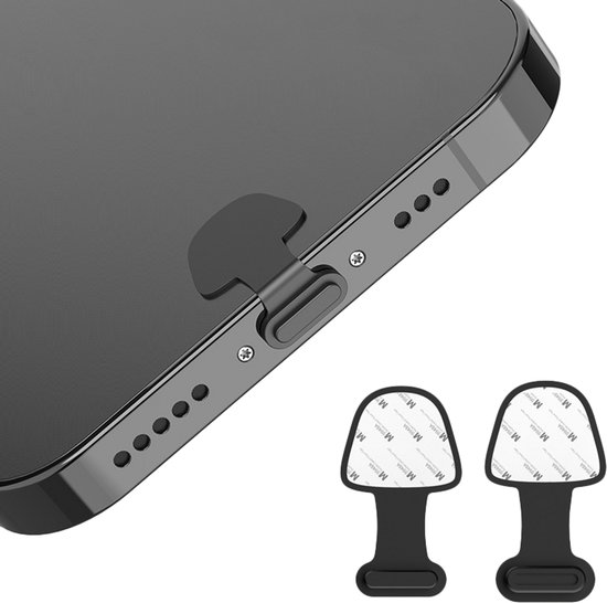 Protection de port Cazy avec bande adhésive – Zwart – Compatible avec les ports USB-C (lot de 5)
