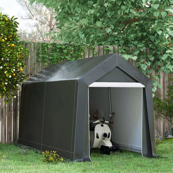 Outsunny-Garagenzelt-Stahl, PE-210L x 360B x 235H cm-Dunkelgrau van Outsunny — afbeelding 5