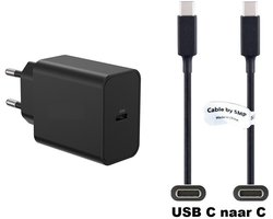 OneOne 45W super snellader. Oplader met sterke 0,5m USB C naar C kabel. PD lader adapter past op Samsung Galaxy Z Fold, F42, M10s, M11, M15, M1, Flip, M22, M23, M55s, M05, M53, M62, Quantum