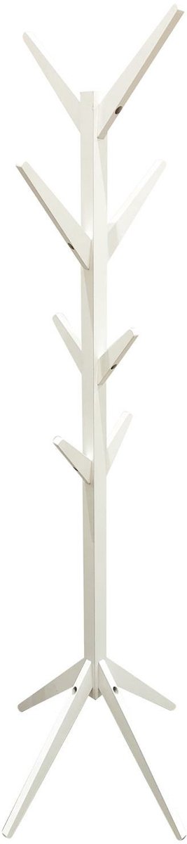 Home Deco Factory Kapstok - wit - hout - 8 haken - 178 cm - staand