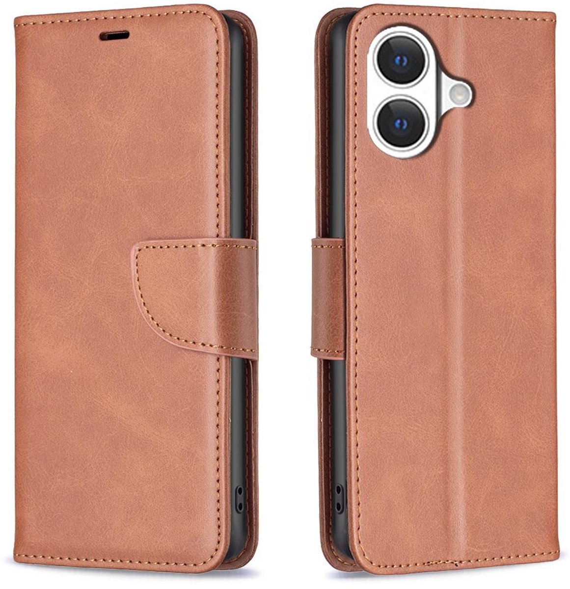 Mobigear Telefoonhoesje geschikt voor Apple iPhone 17 Hoesje | Mobigear Excellent Bookcase Portemonnee | Pasjeshouder voor 3 Pasjes | Telefoonhoesje voor Pinpas / OV Kaart / Rijbewijs - Bruin