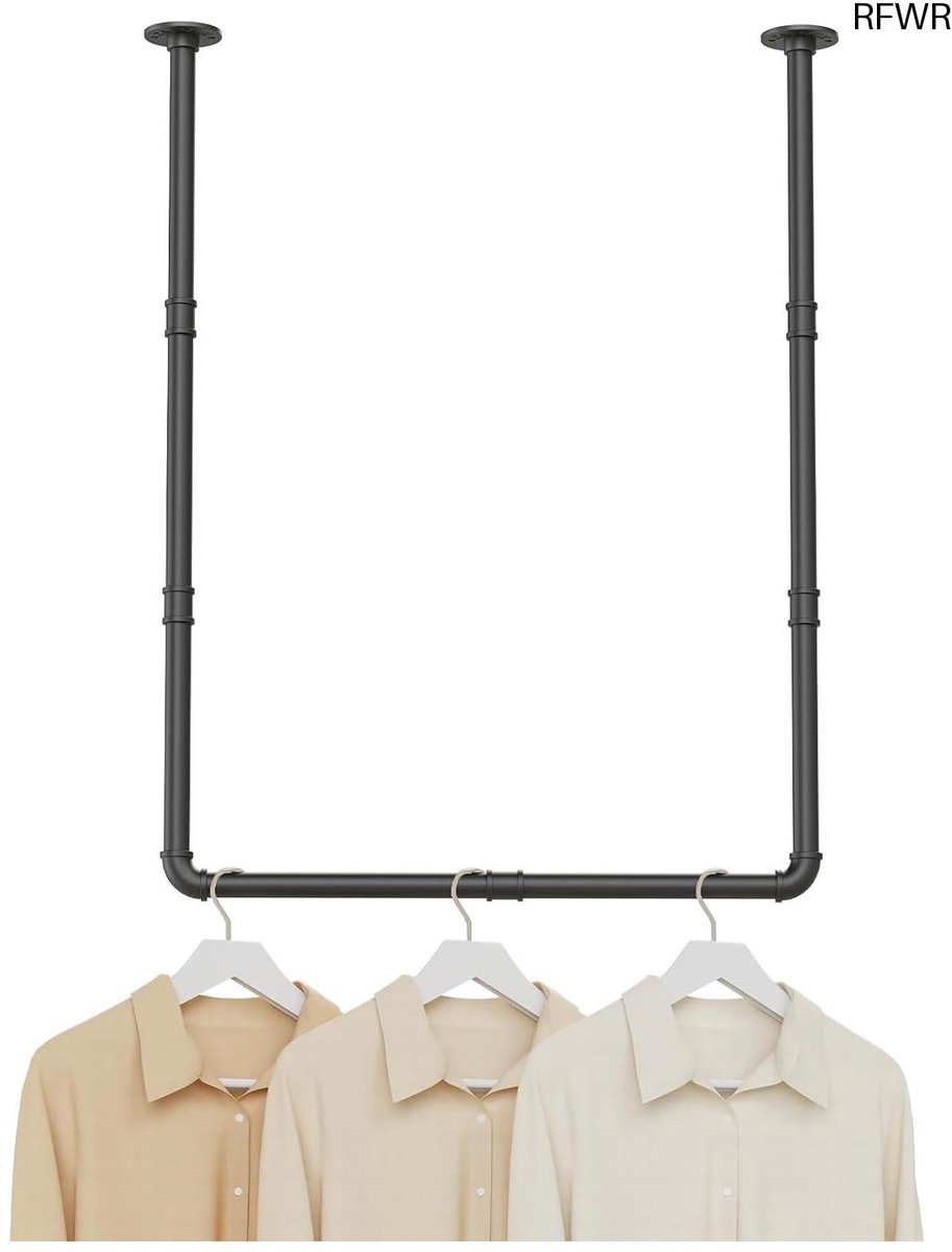 RFWR Industriële Wandkapstok voor Kleding en Accessoires - Ruimtebesparend en Eenvoudig te Monteren Zwart