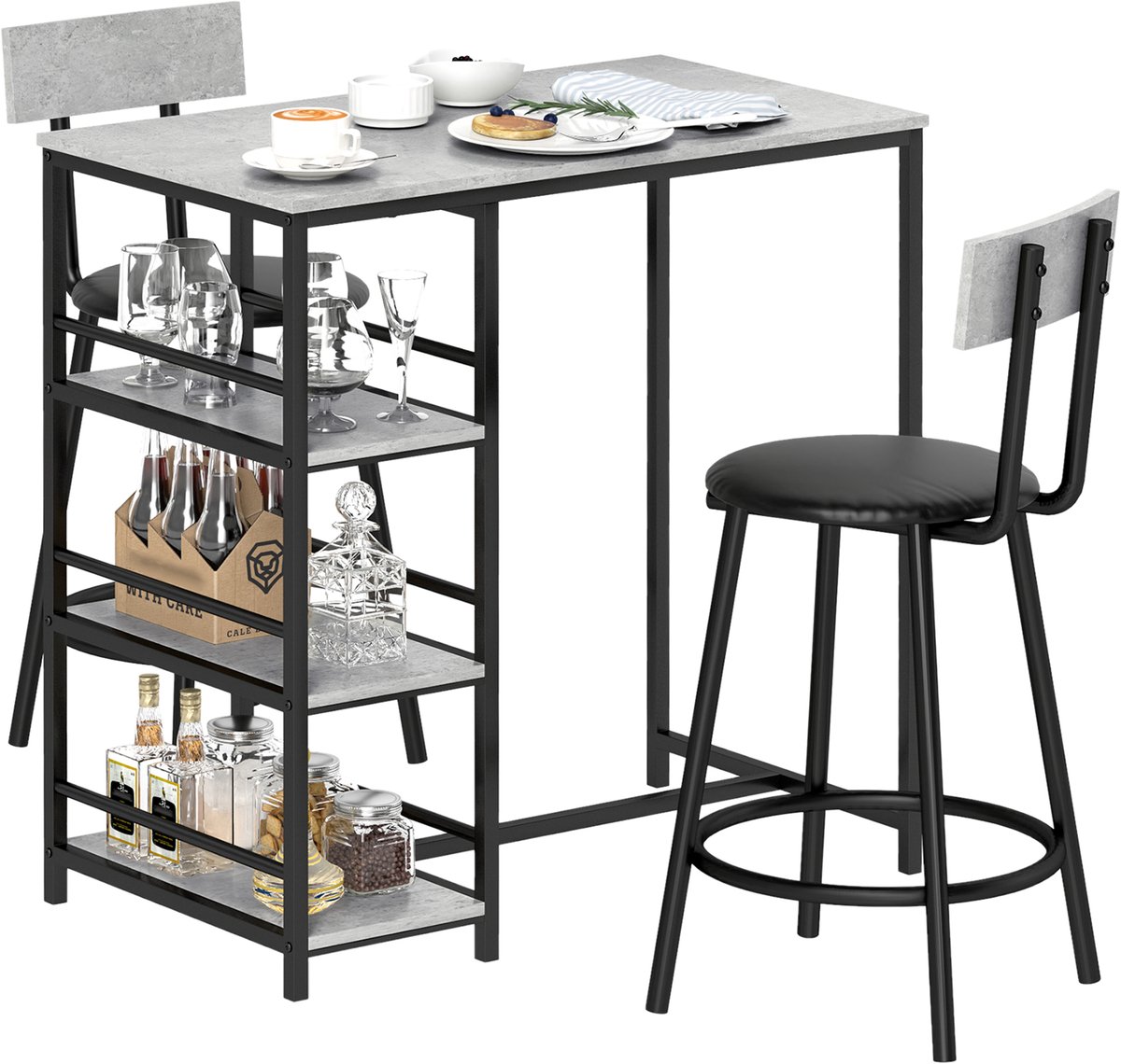 Homcom Bartafelset-MDF-90x50x90,5cm-Lichtgrijs