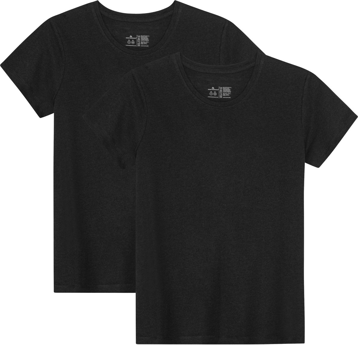 DANISH ENDURANCE T-Shirt voor Dames - Crew Neck - Zwart - 2-pack - Maat M