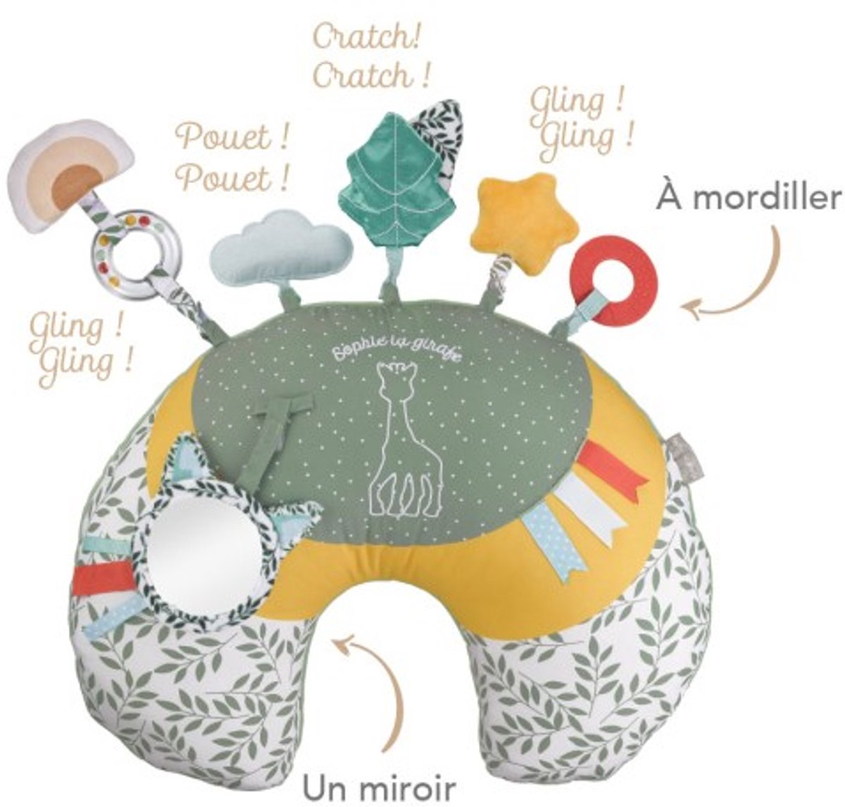 Sophie de giraf Cosy Play Speelkussen - Tummy time - Activiteitenkussen - Baby speelgoed - Kraamcadeau - Babyshower cadeau - Vanaf 0 maanden - 45 x 13 x 35 cm - Groen/Geel/Wit — afbeelding 21