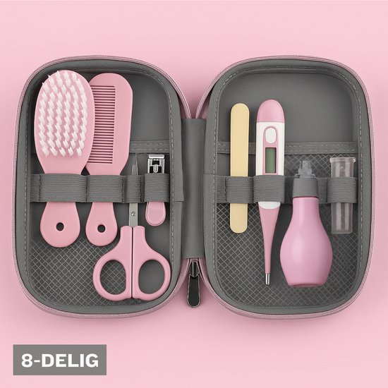 ZoeZo Design - Baby Verzorgingsset Roze - 8-Delige Geschenkset - Manicureset en Nagelset - Kraamcadeau