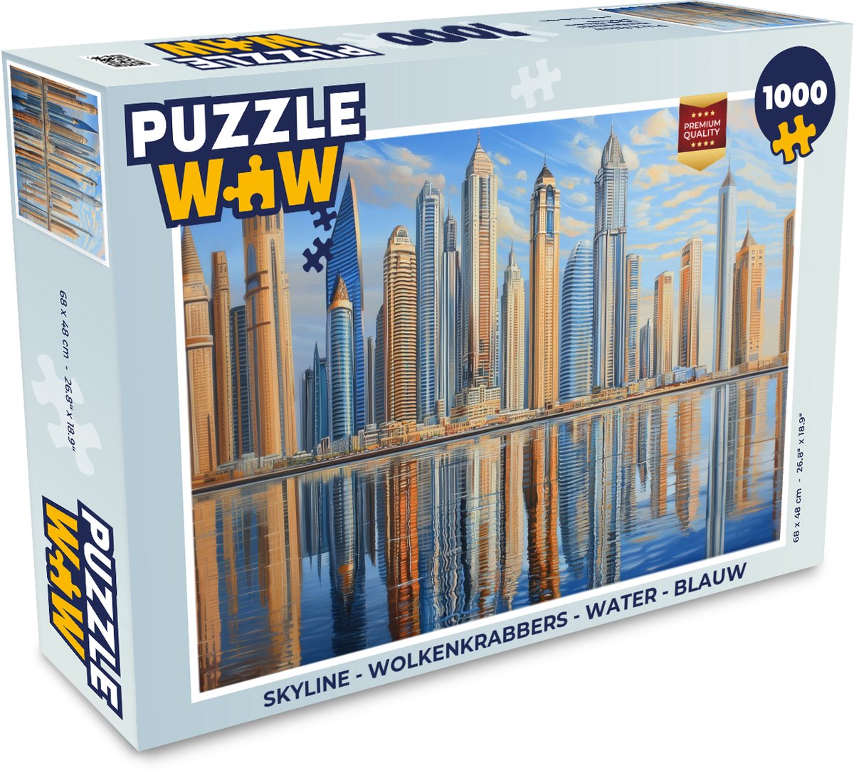 Puzzel Skyline - Wolkenkrabbers - Water - Blauw - Legpuzzel - Puzzel 1000 stukjes volwassenen