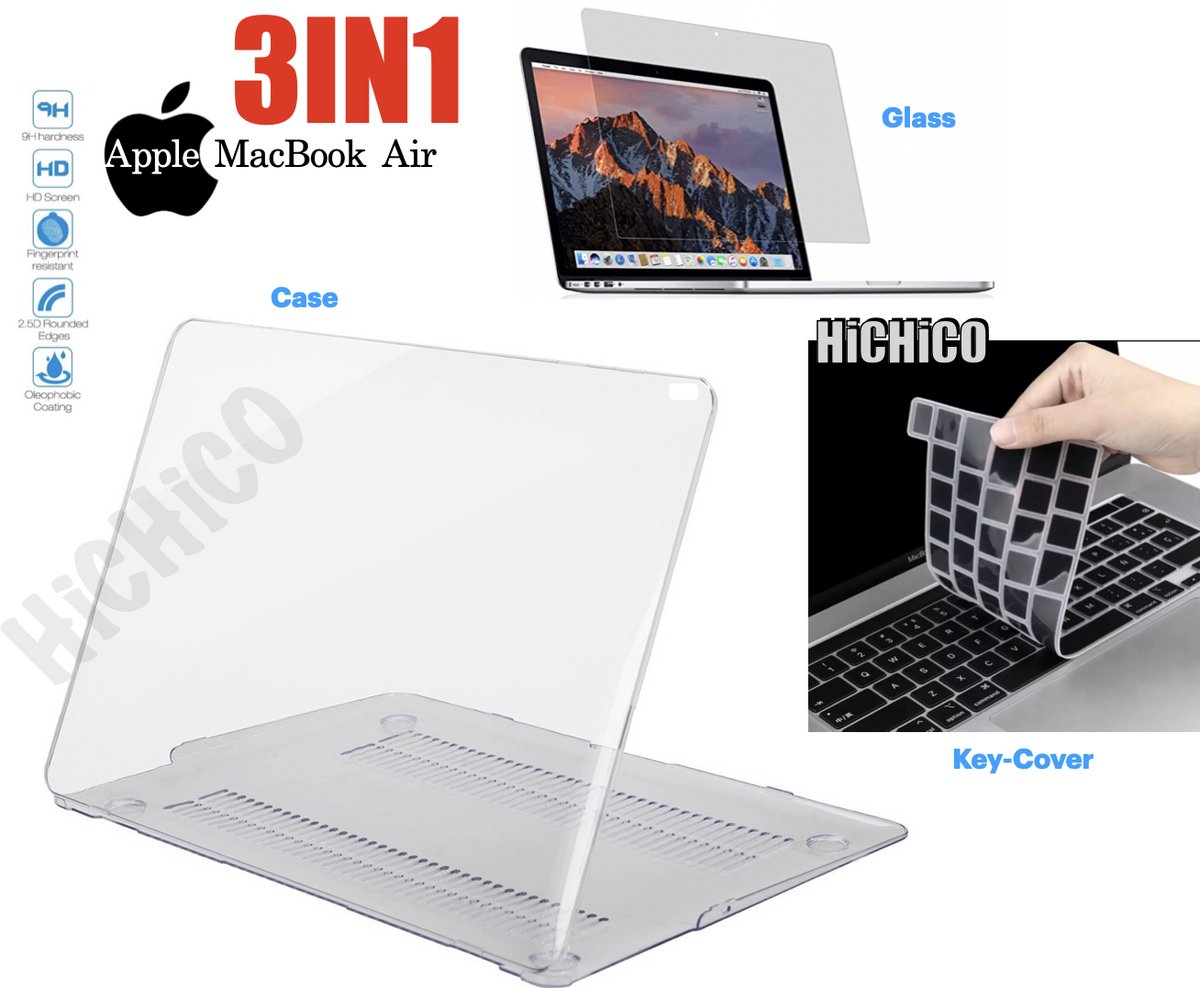 MacBook Air 13 inch (2019) ) HiCHiCO MacBook Hoes - Laptophoes - macbook Air case - Laptop Cover - Clear Hard Case – HiCHiCO MacBook Air Hoes Transparant