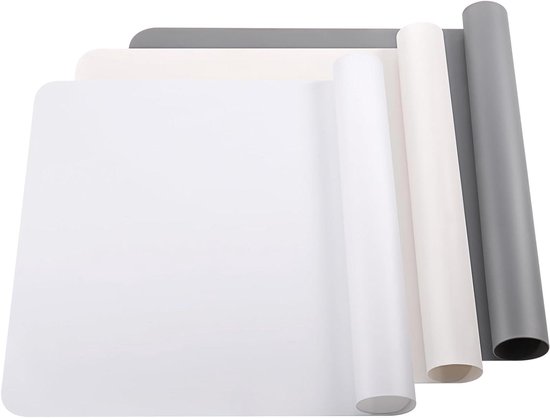 Grote siliconen mat, antislip tafelonderlegger, hittebestendige anti-aanbakmat, siliconen onderlegger, anti-aanbak, tafelmat, werkmat, baliemat, grijs, 40 x 30 cm