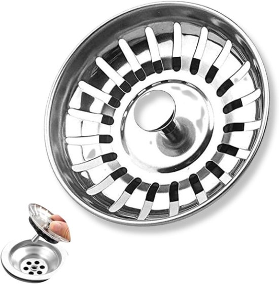 Gootsteen Zeef Afvoerstop - 80 mm - Korfplug - Afvoerplug - Korfplug voor de keuken