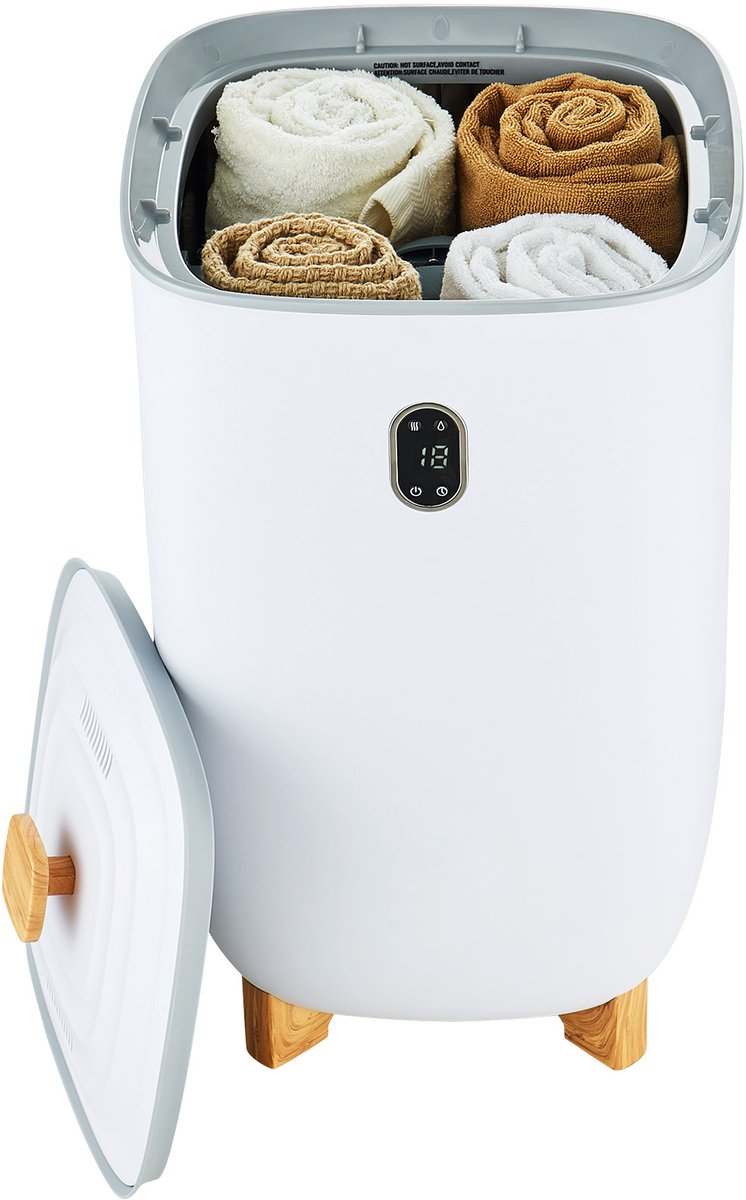 Handdoekverwarmer Emmer, 35 L, Grote Handdoekverwarmer, Led-Scherm, Droogfunctie, Instelbare Timer, Automatische Uitschakeling, voor Handdoeken, Badjassen, Dekens, Pyjama'S, Wit