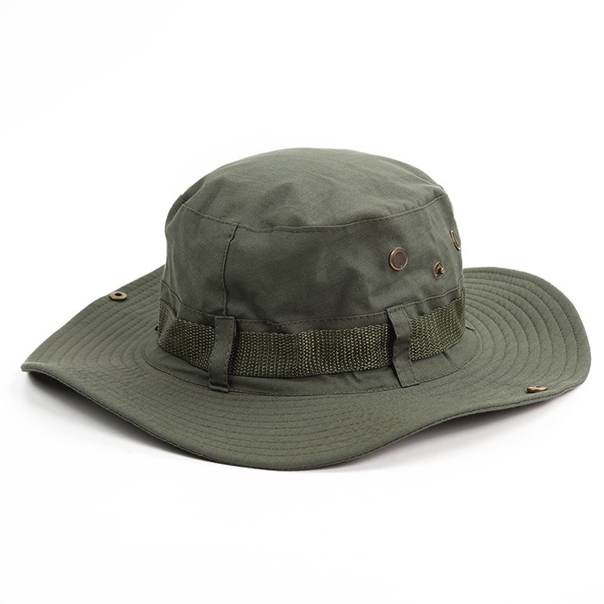 Zonnebeschermende hoed - Mode - Katoen - Zonnebeschermende emmerhoed voor mannen en vrouwen - Verstelbare zomerse outdoor vissershoed - Casual zonnehoed - Ademende mesh hoed - Geschikt voor buiten wandelen kamperen reizen - Legergroen